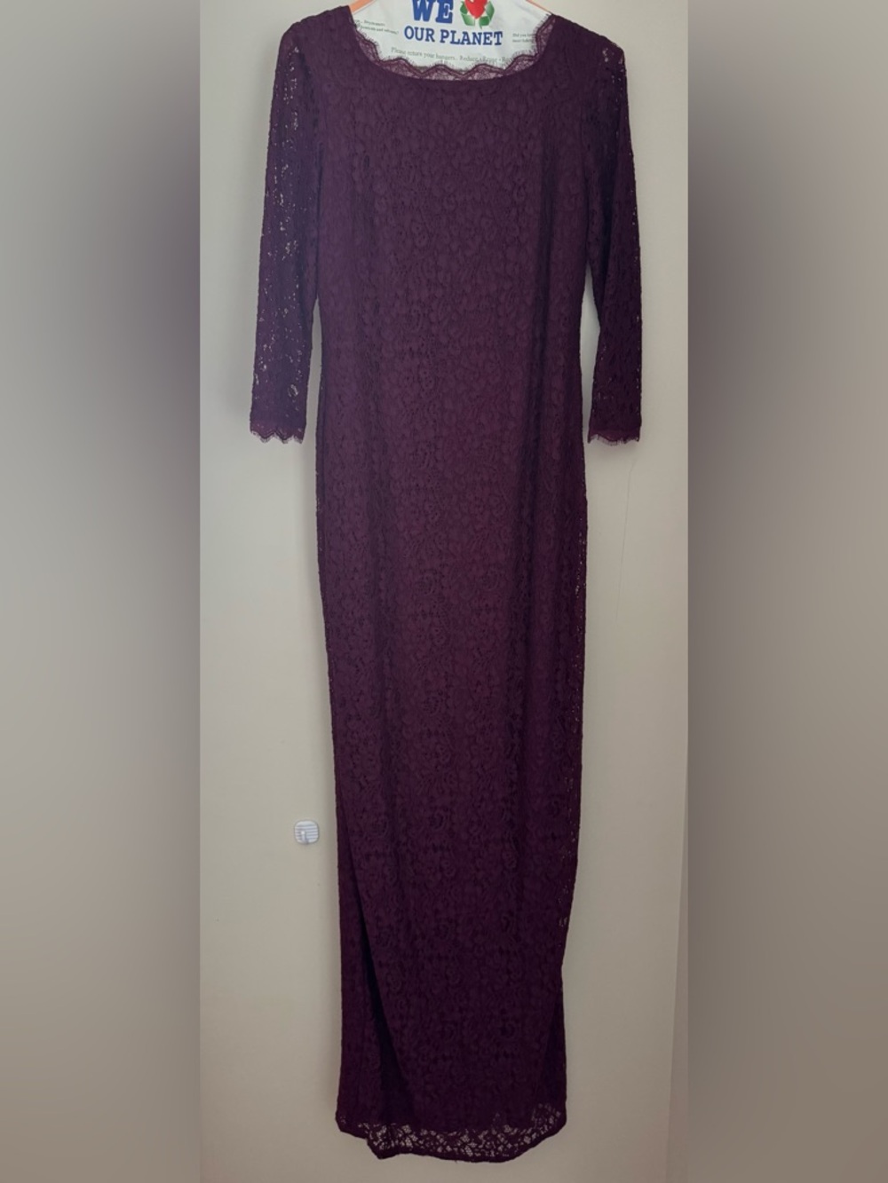 Adrianna Papell Lace Long Sleeve Maxi Dress - Plum